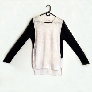 Rebecca Taylor knit pullover sweater top size M black and white Split hem